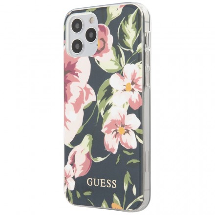 Чехол для смартфона Guess Flower Shiny N.3 для iPhone 12/12 Pro, тёмно-синий