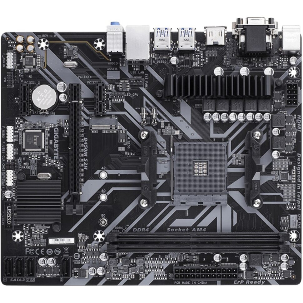 Материнская плата Gigabyte AMD B450 SAM4 MATX B450M S2H Материнская плата Gigabyte AMD B450 SAM4 MATX B450M S2H