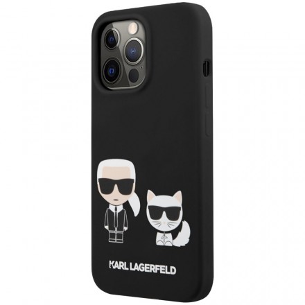 Чехол для смартфона Karl Lagerfeld Liquid Silicone Case Karl and Choupette для iPhone 13 Pro, чёрный